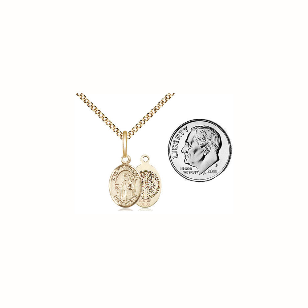 Small Oval St. Benedict Gold FilledMedal 9008GF/18G