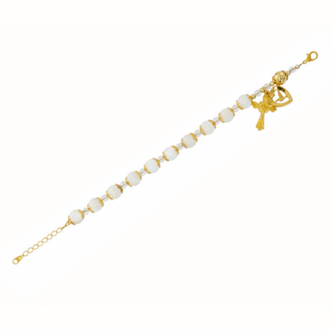 Gold Plated Mother of Pearl Rosary Bracelet  BR366