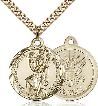 Gold Filled St. Christopher Navy Pendant 0192GF6/24G
