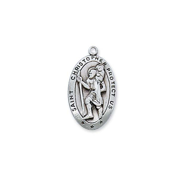 Saint Christopher Oval Sterling Silver Medal  L316CH
