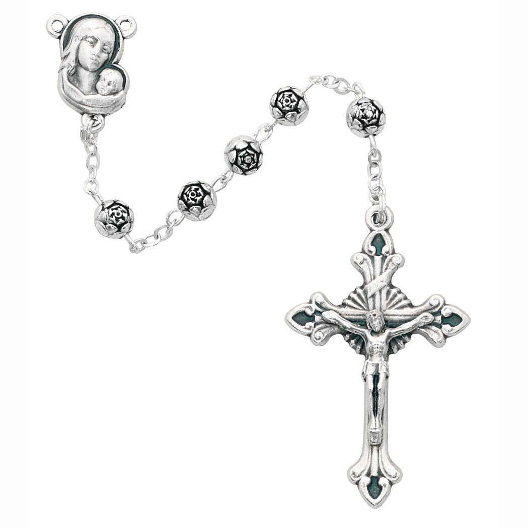 Metal Rosebud Rosary