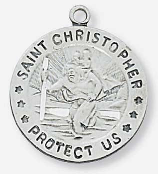 Round Sterling Saint Christopher Medal  L310CH