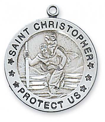 Round Sterling Saint Christopher Medal  L312CH