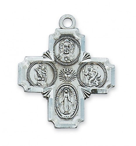 Traditional 4 Way Medal in Silver  L398