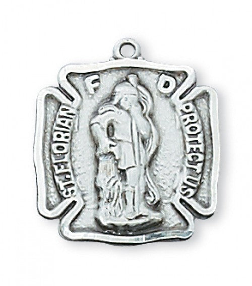 St. Florian Fire Dept Shield in Sterling Silver  L424