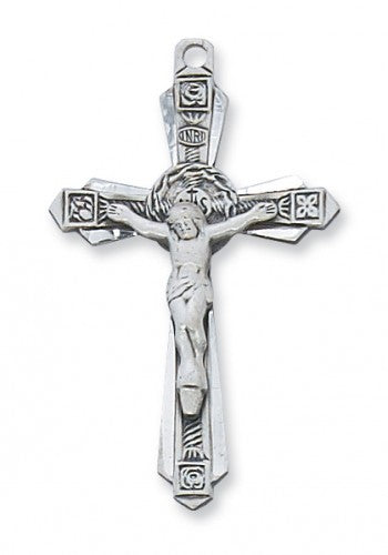 Sterling Silver IHS (Holy Name of Jesus) Crucifix Necklace L6004