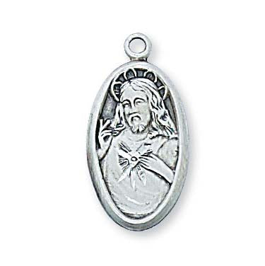Small Oval Sterling Silver Scapular Pendant  L66SC