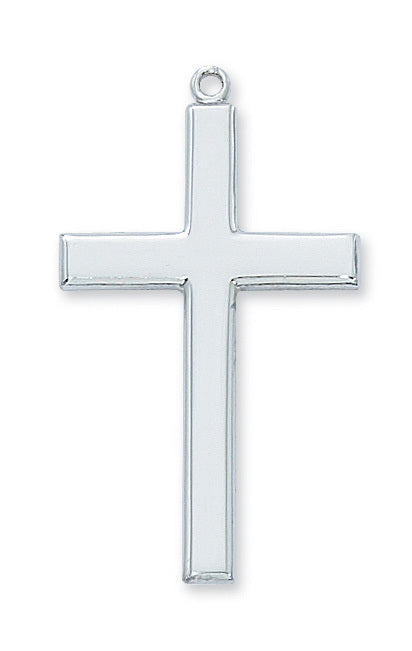 Sterling Silver Cross Pendant with Beveled Edges L7025