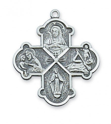 Sterling Silver Necklace with 4-Way Medal LC4