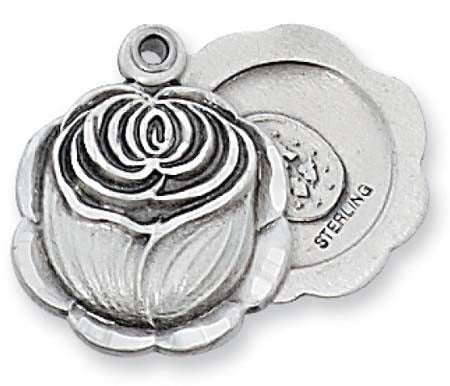 Rosebud Miraculous Medal in Sterling Silver  LM47