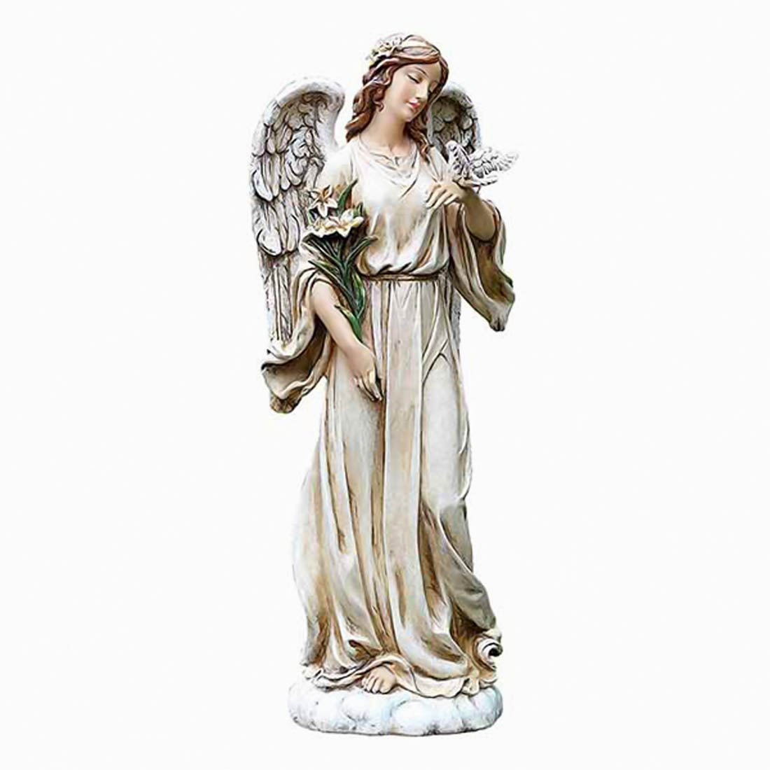 Garden Angel with Dove Statue - 24 inch