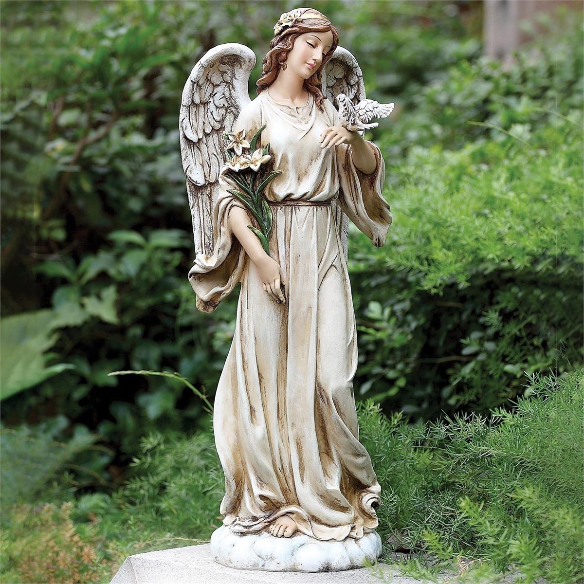 Garden Angel with Dove Statue - 24 inch