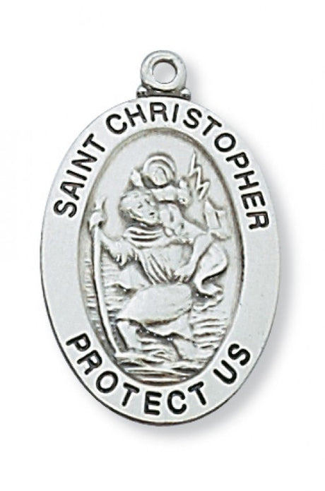 Saint Christopher Sterling Oval Medal  L461CH