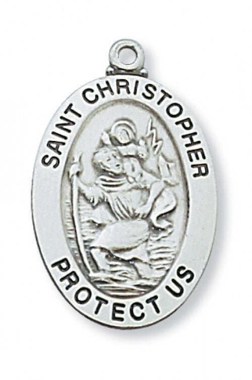 Saint Christopher Sterling Oval Medal  L461CH