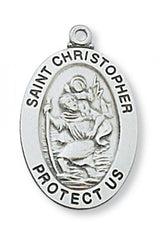 Saint Christopher Sterling Oval Medal  L461CH