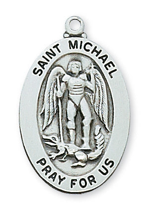 Oval Saint Michael Medal in Sterling  L461MK