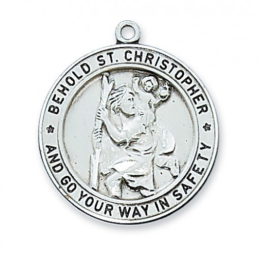 Round Saint Christopher Sterling Silver Medal  L2516