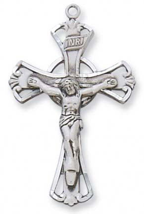 Sterling Crucifix with Flared Ends Necklace   L8030