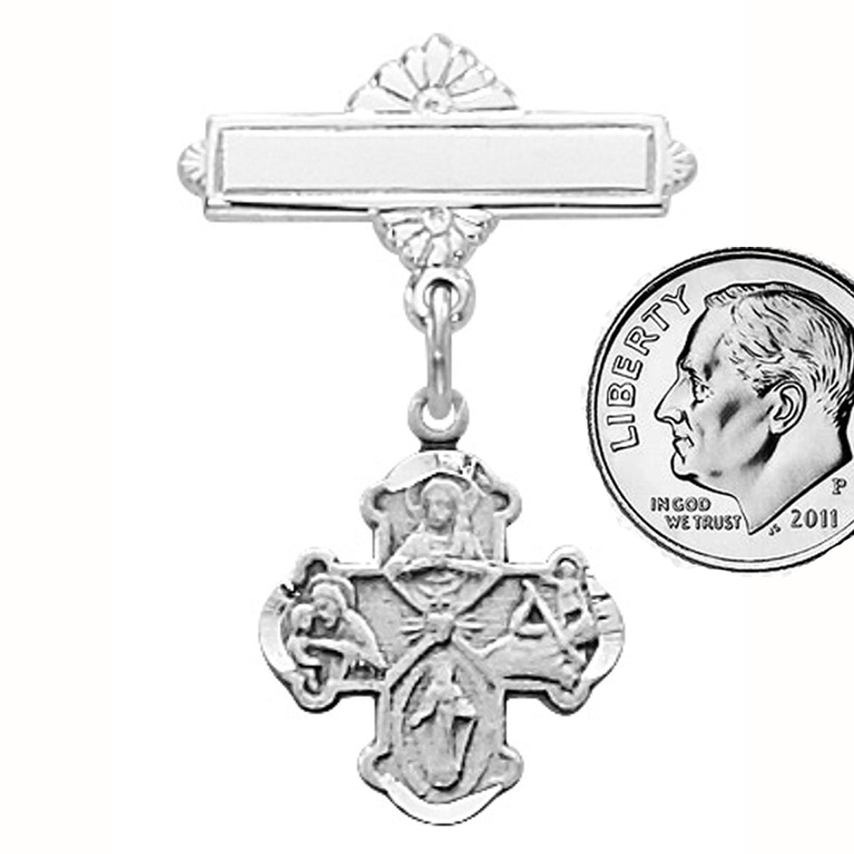 Sterling Silver 4 Way Medal Baby Pin  428LT