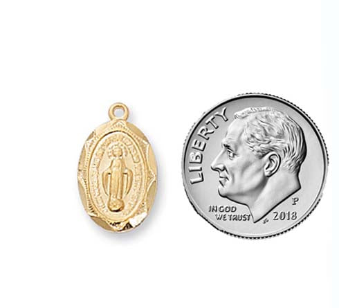 Small Oval Miraculous Medal - Gold over Sterling  J1203MI