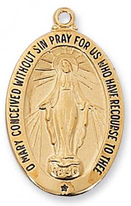 Gold over Sterling Silver Miraculous Medal  J461MI