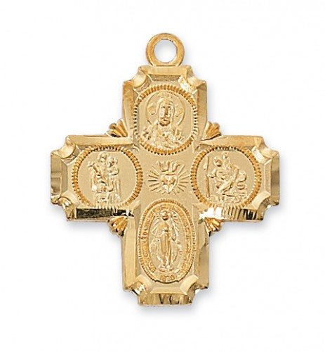 18Kt gold plated Sterling 4 Way Medal  J398