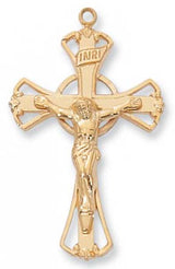 Flare End Gold over Sterling Crucifix  J8030