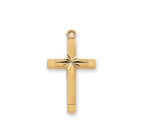 Star Center Engraved Cross in Sterling Silver with 18KT Gold Plating  J8062