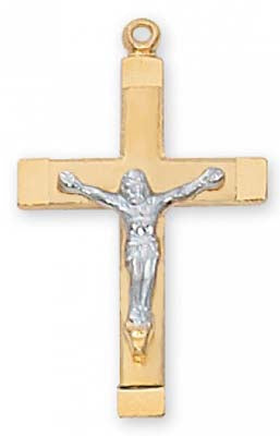 Tu-tone Gold Plate / Silver Crucifix Pendant no. JT8068