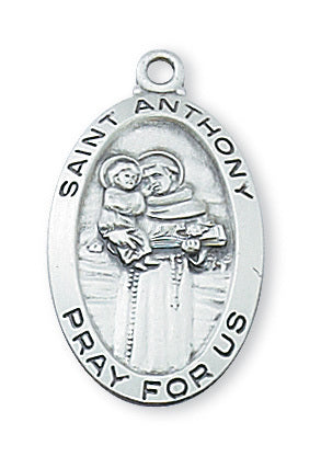 Saint Anthony Oval Sterling Silver Medal  L500AN