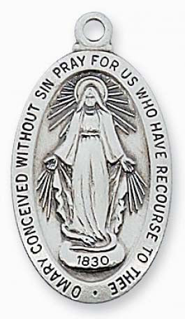 Oval Miraculous Medal in Sterling Silver  L500MI
