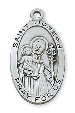 Saint Joseph Sterling Silver Oval Medal  L550JS