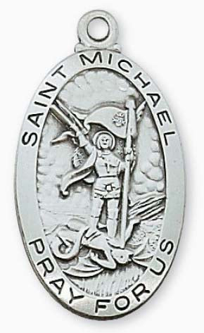 Saint Michael Oval Medal in Sterling Silver   L550MK