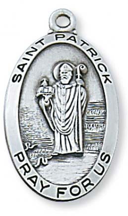 Saint Patrick Oval Medal in Sterling Silver   L550PT