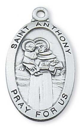 Saint Anthony Oval Sterling Medal   L550AN