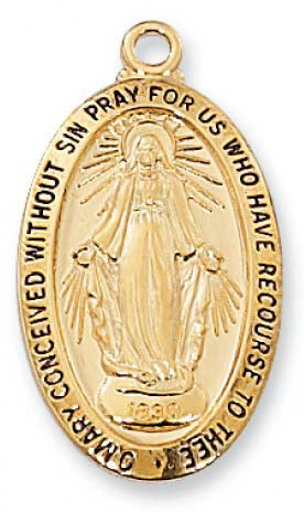 Miraculous Medal - Gold over Sterling Silver  J500MI