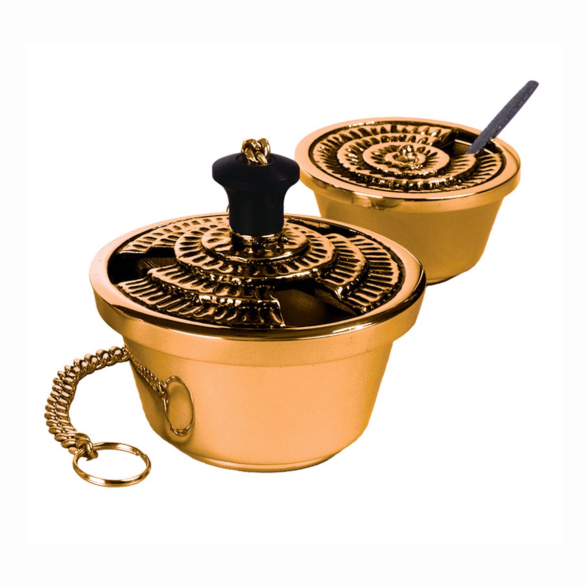 Thurible & Incense Boat  Bas Relief Lid and round Base 390-123