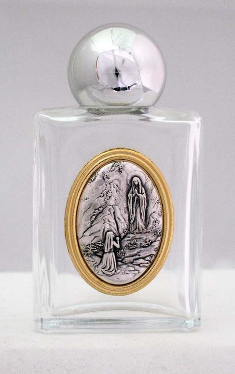 7cm Glass Holy Bottle with Our Lady of Lourdes Medal