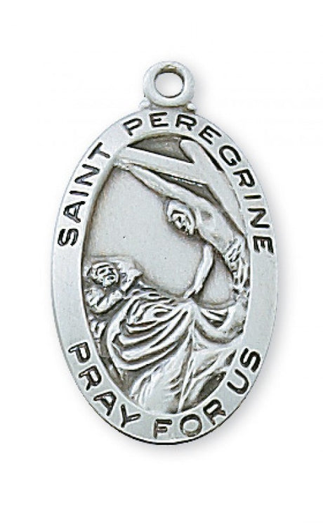 Saint Peregrine Sterling Silver Oval Medal  L500PE