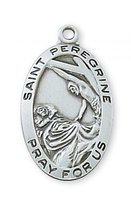 Saint Peregrine Sterling Silver Oval Medal  L500PE