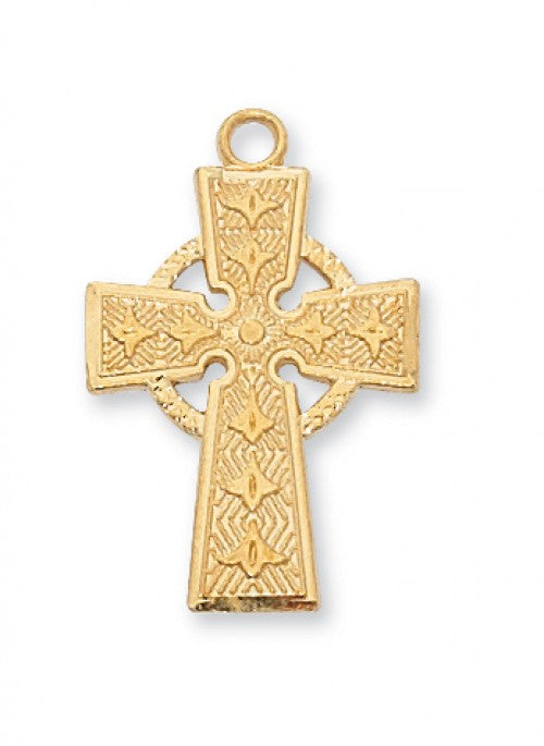 Gold over Sterling Silver Celtic Cross Pendant  J8083