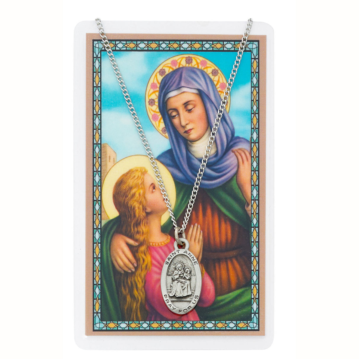 Saint Anne Pewter Medal & Prayer Card Set   PSD500AE