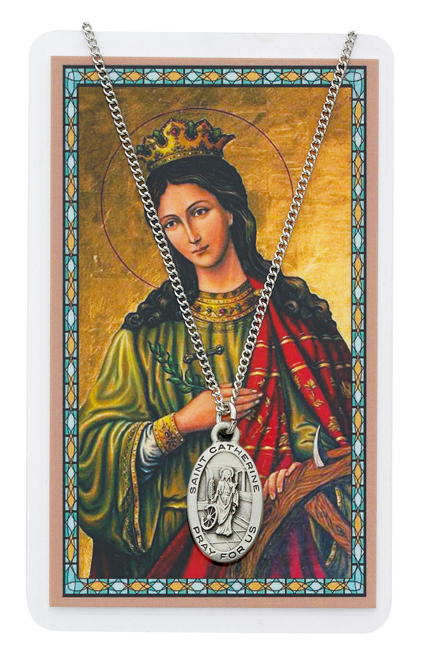 Saint Catherine of Alexandria Pewter Medal & Prayer Card Set   PSD500CT