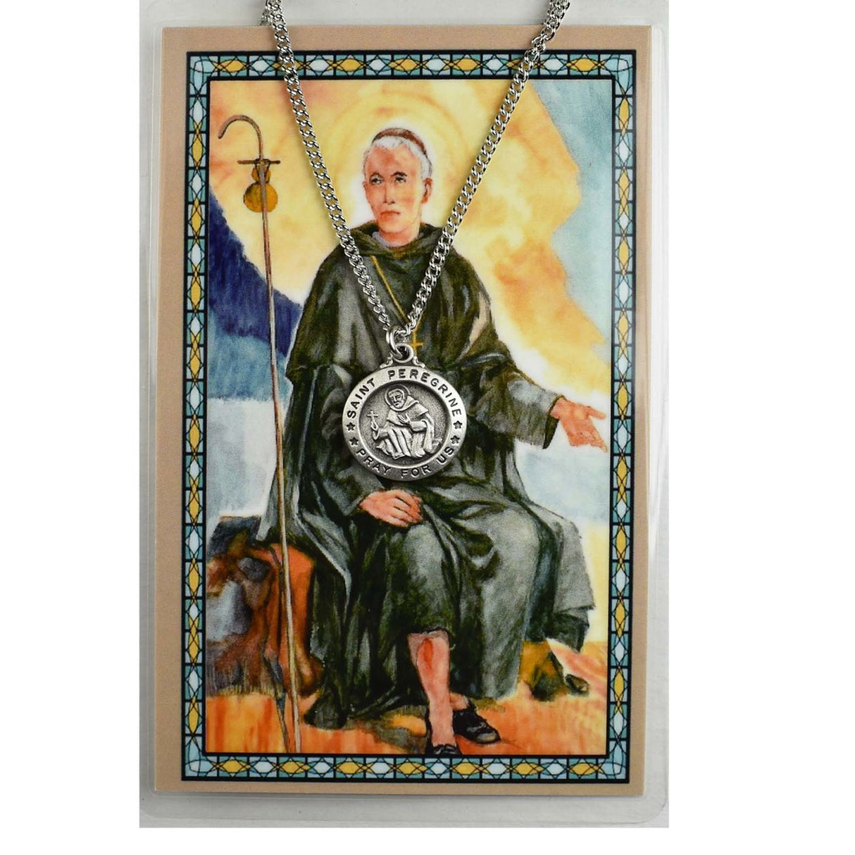 Saint Peregrine Pewter Medal & Holy Card Set  PSD600PE