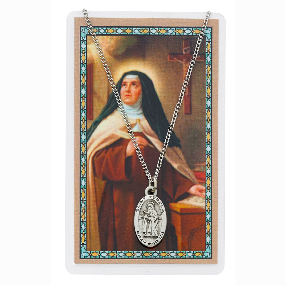 St Teresa of Avila Pendant and Prayer Card Set  PSD500TH