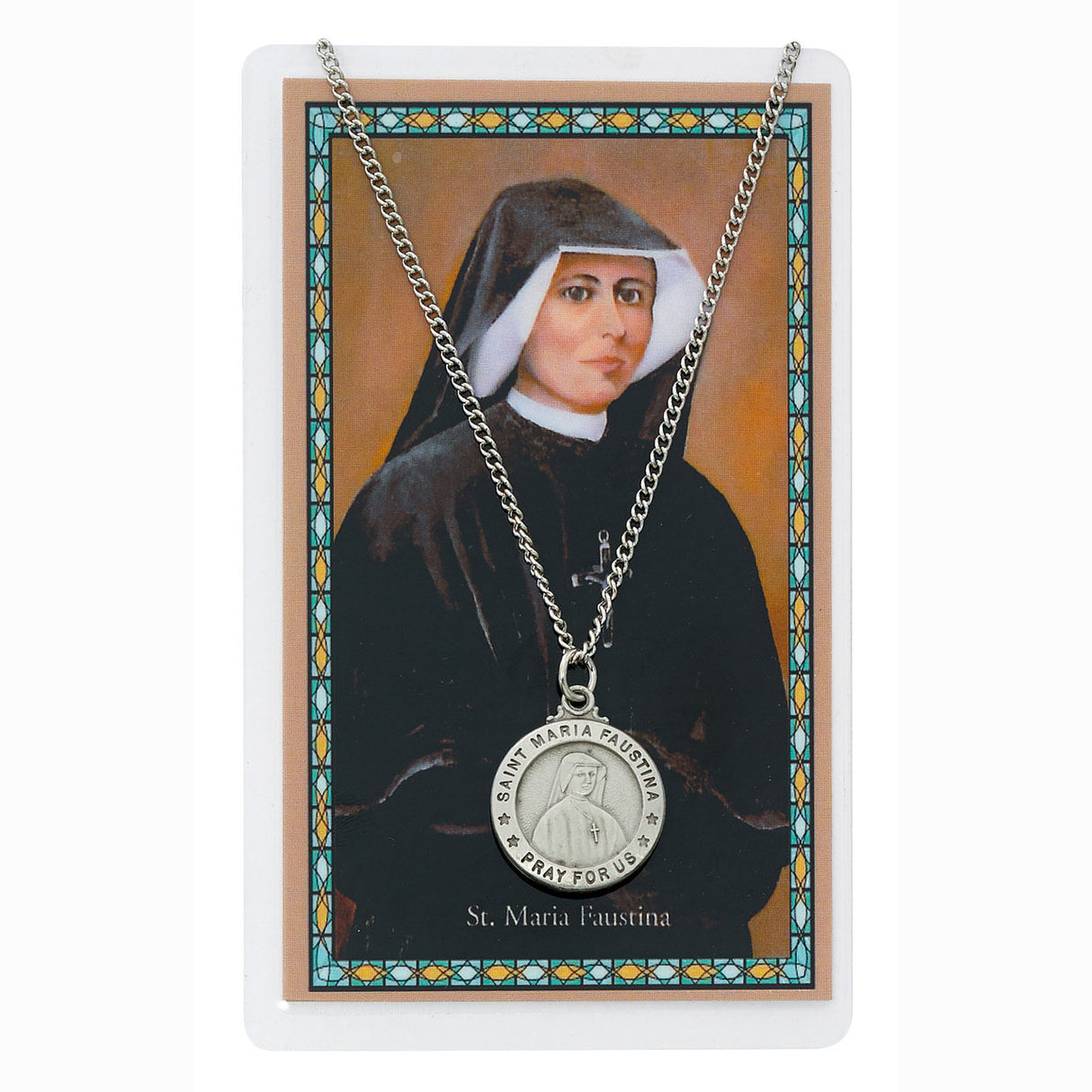 St Maria Faustina Pendant and Holy Card Set PSD600FA