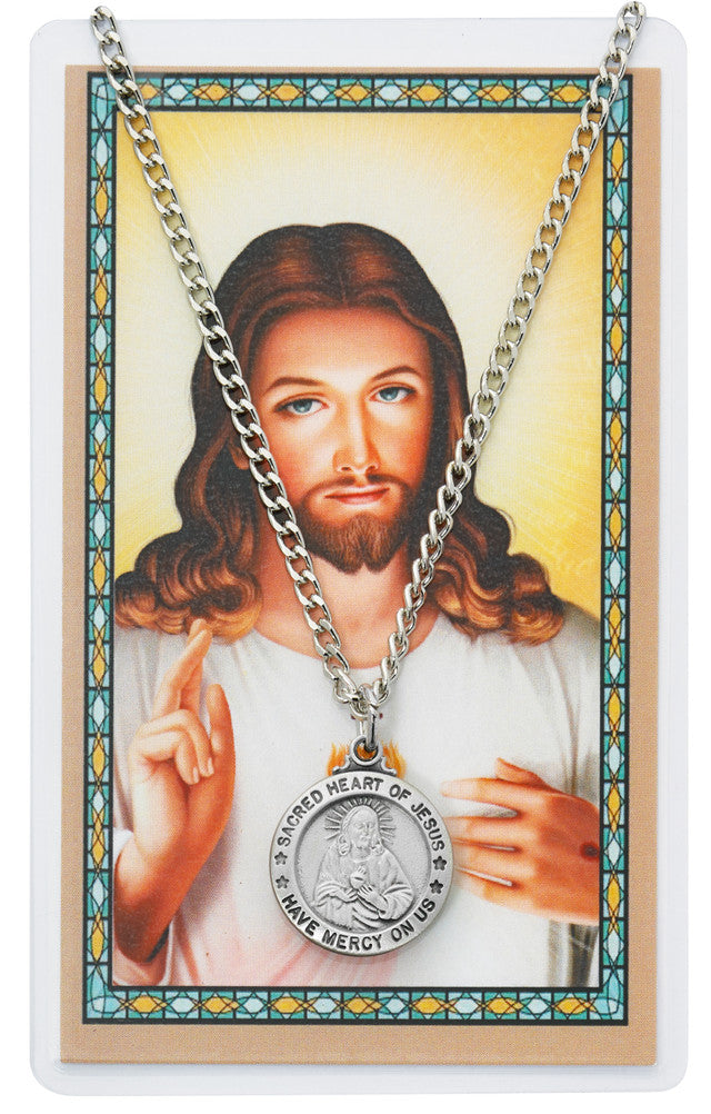 Sacred Heart of Jesus Pendant and Holy Card Set PSD600SC