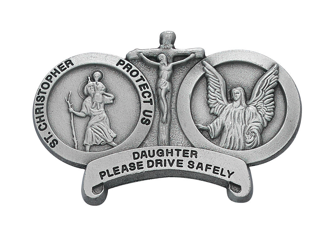 Daughter Visor Clip with St Chris and Guardian Angel
