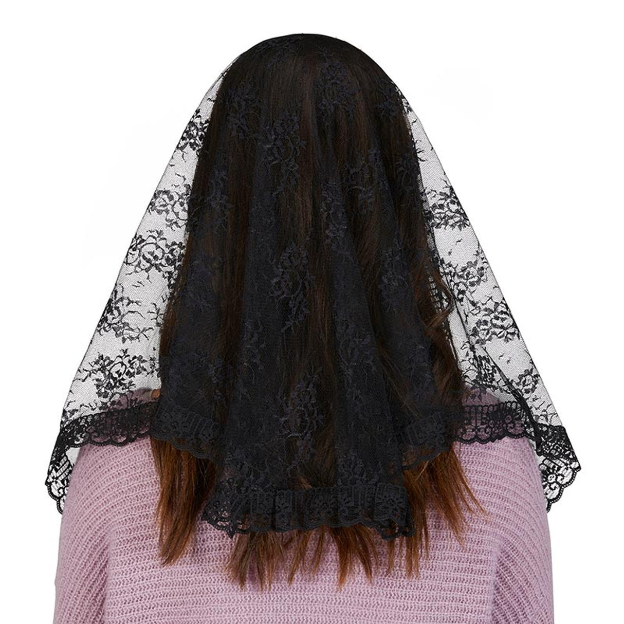 Black Long Chapel Veil with Tassels J2588