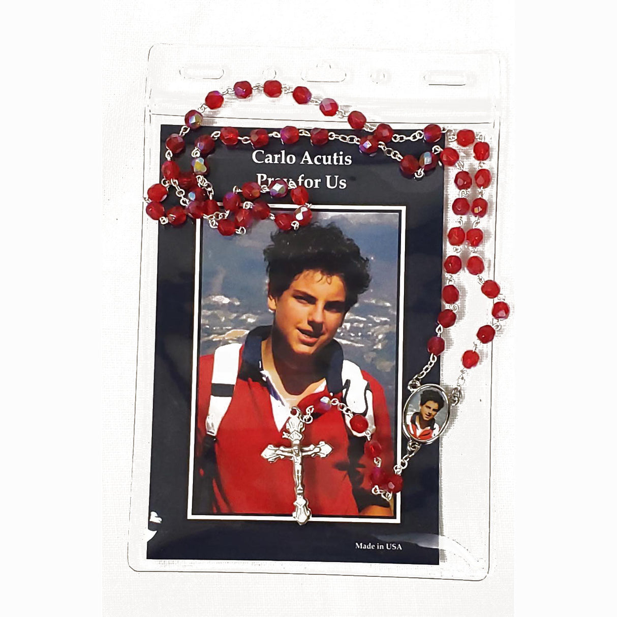 Carlo Acutis Rosary with Large Prayer Card